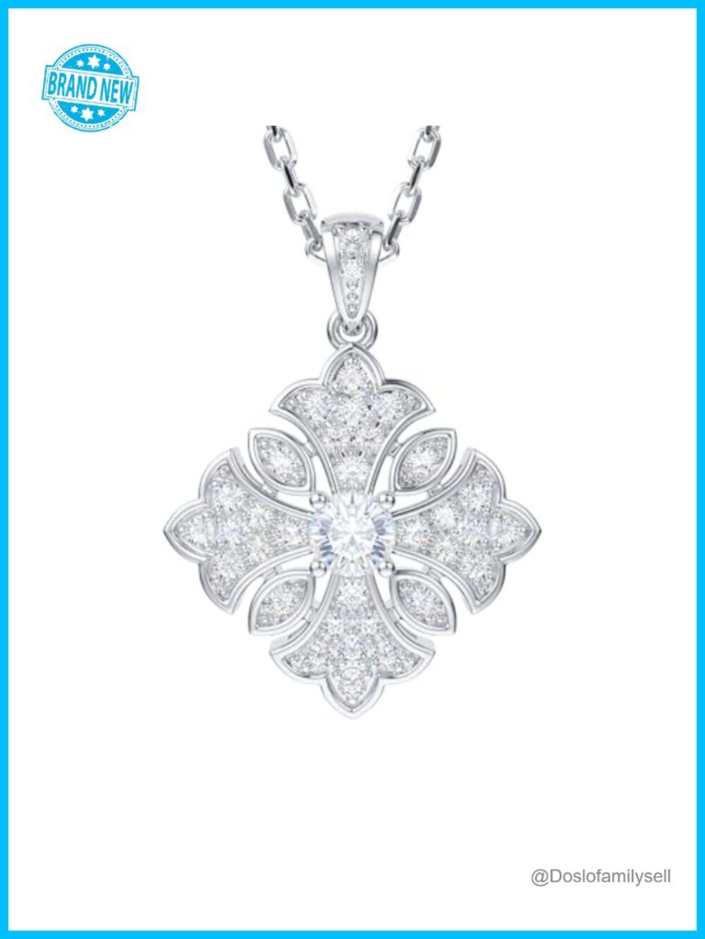 Genuine Moissanite Sterling Silver Cross Pendant Necklace Adjustable 18-20"